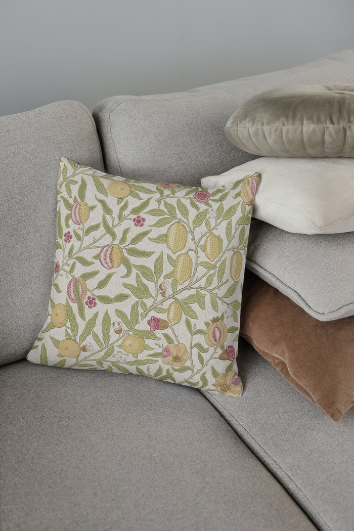 Fruit Cotton Throw Pillows William Morris Limestone Artichoke