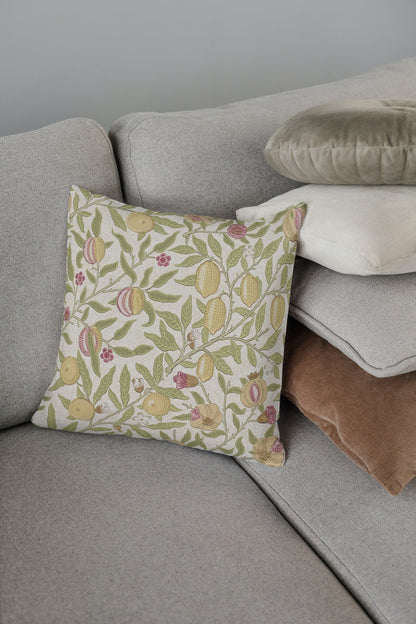 Fruit Cotton Throw Pillows William Morris Limestone Artichoke