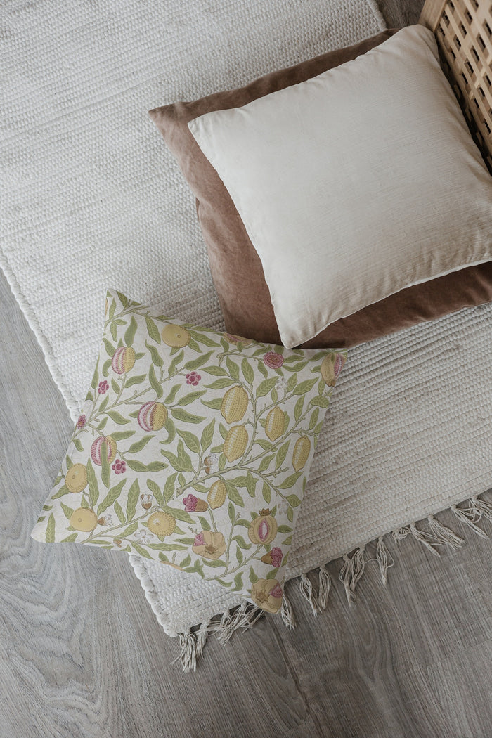 Fruit Cotton Throw Pillows William Morris Limestone Artichoke