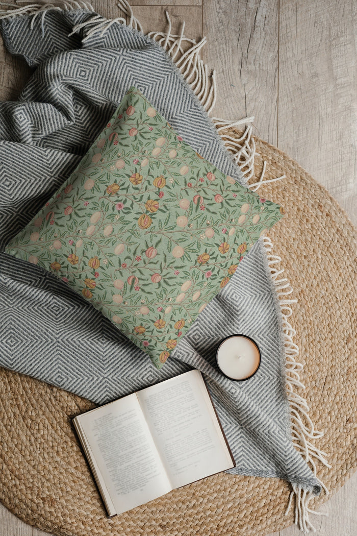Fruit Outdoor Pillow William Morris Sage Green