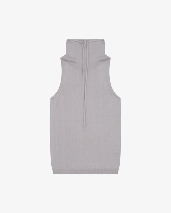 Funnel Neck Knit Top - Grey