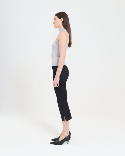 Funnel Neck Knit Top - Grey