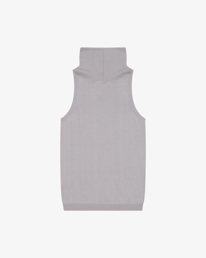 Funnel Neck Knit Top - Grey