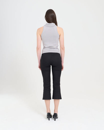Funnel Neck Knit Top - Grey