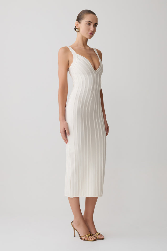 Gia Bandage Knit Midi Dress - Ivory