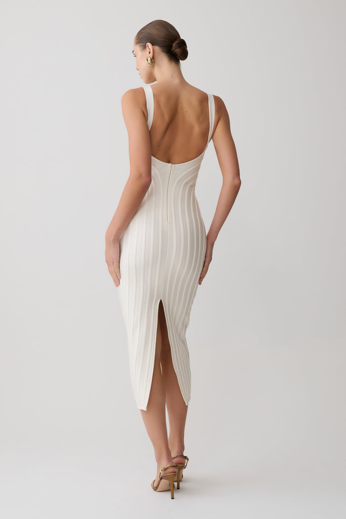 Gia Bandage Knit Midi Dress - Ivory
