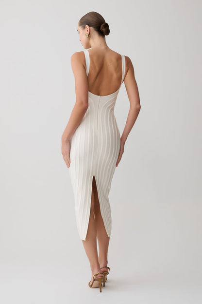 Gia Bandage Knit Midi Dress - Ivory