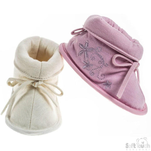 GIRLS KNITTED BOOTS W/EMB & BOW TIE: B1181 - Kidswholesale.co.uk