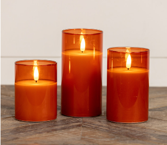 Glass Smooth Flameless Candle (Sienna/Amber/Charcoal)