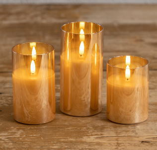 Glass Smooth Flameless Candle (Sienna/Amber/Charcoal)