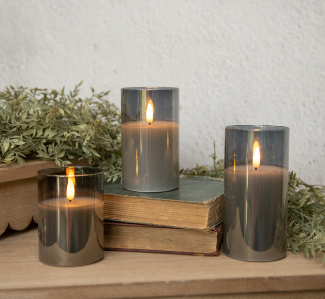 Glass Smooth Flameless Candle (Sienna/Amber/Charcoal)