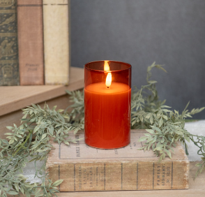 Glass Smooth Flameless Candle (Sienna/Amber/Charcoal)