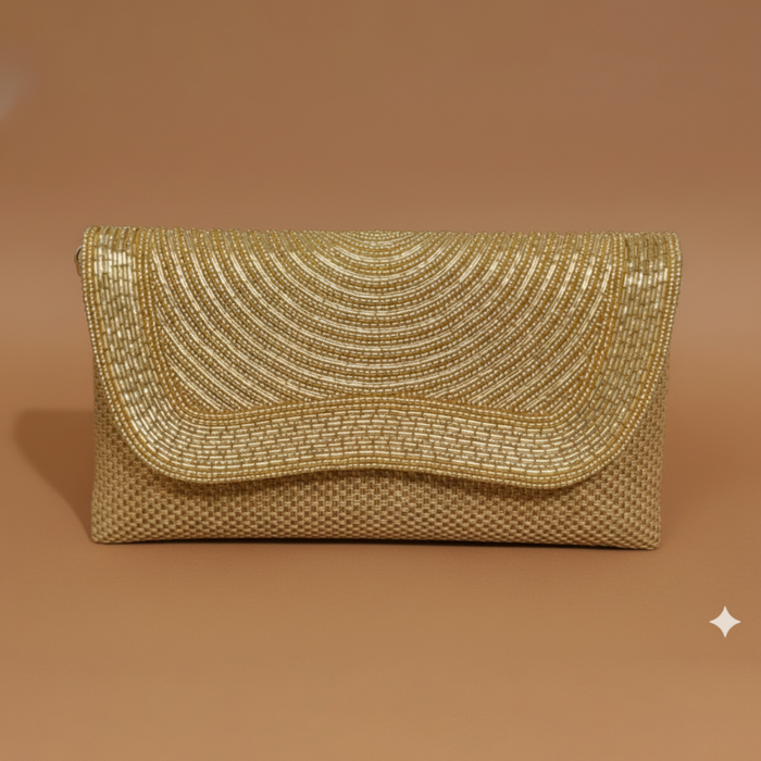 Gold Jute Hand Emellished clutch