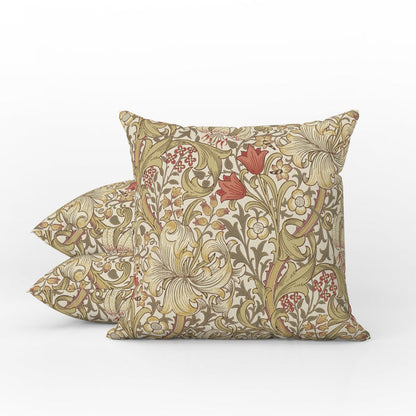 Golden Lily Outdoor Pillow William Morris Biscuit Brick
