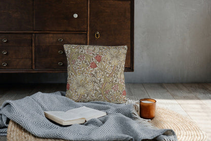 Golden Lily Outdoor Pillow William Morris Biscuit Brick