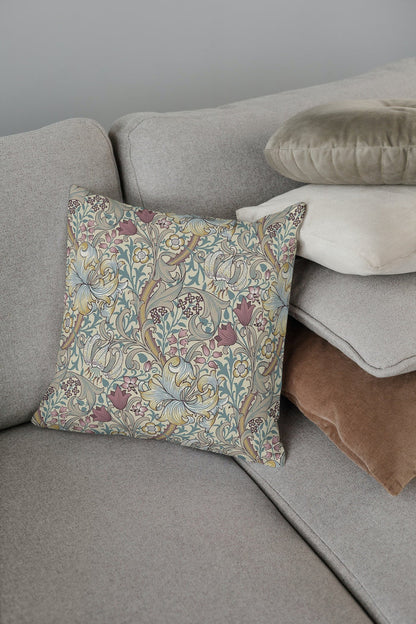 Golden Lily Outdoor Pillow William Morris Dusty Plum