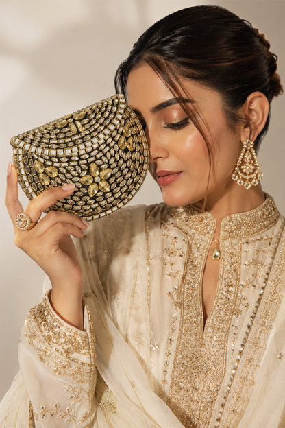 Golden Luxe Kundan Clutch