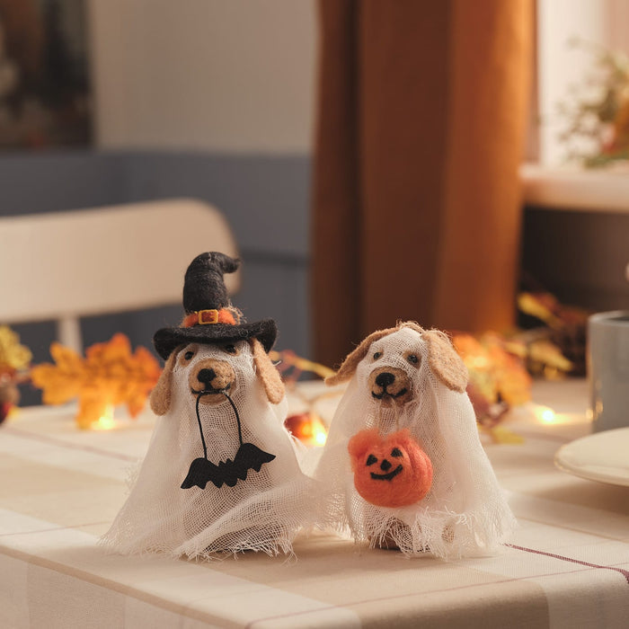Two felt ghost dogs
