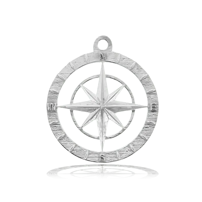Green Angelite Bracelet with Compass Rose Sterling Silver Charm