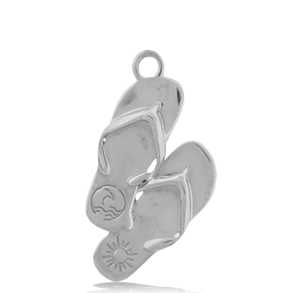 Green Angelite Bracelet with Flip Flop Sterling Silver Charm