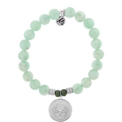 Green Angelite Bracelet with Guidance Sterling Silver Charm