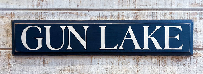 Gun Lake Wooden Sign