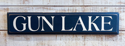 Gun Lake Wooden Sign