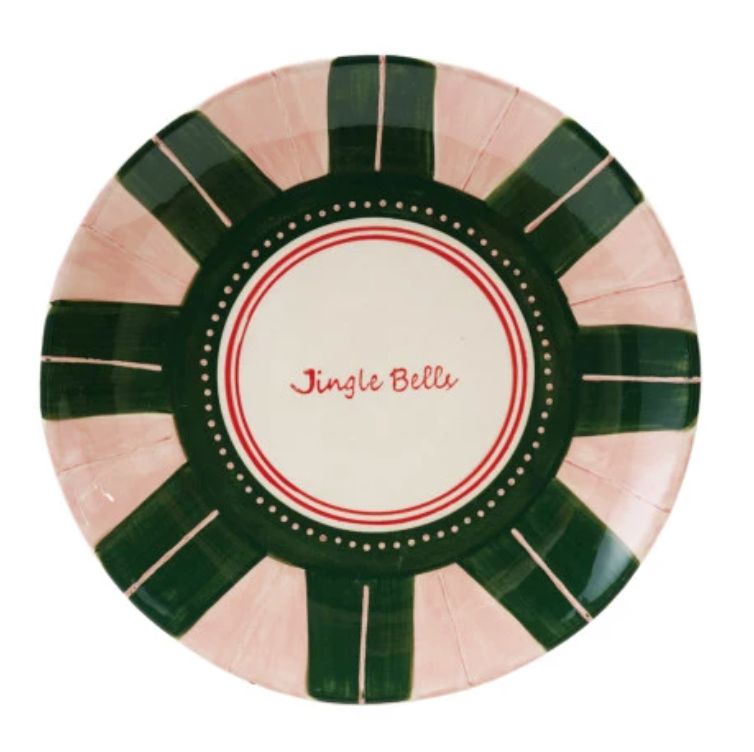 Hand-Painted Stoneware Plate with Holiday Design, 3 Styles