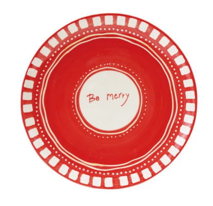 Hand-Painted Stoneware Plate with Holiday Design, 3 Styles