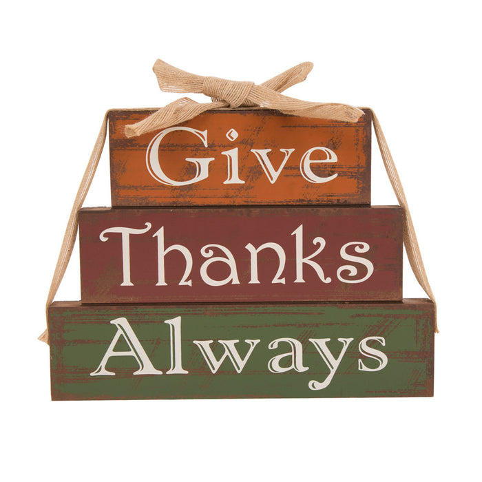 Handcrafted Wooden "Give Thanks" Block Set