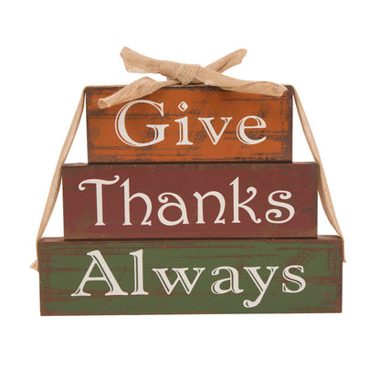 Handcrafted Wooden "Give Thanks" Block Set