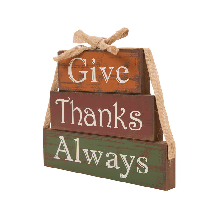 Handcrafted Wooden "Give Thanks" Block Set