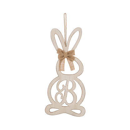 Handcrafted Wooden Monogram "B" Bunny Wall Hanging Sign