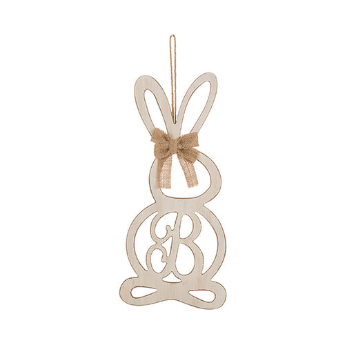 Handcrafted Wooden Monogram "B" Bunny Wall Hanging Sign