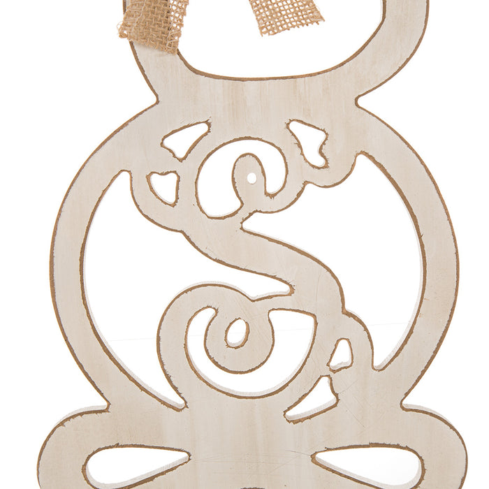 Handcrafted Wooden Monogram "B" Bunny Wall Hanging Sign