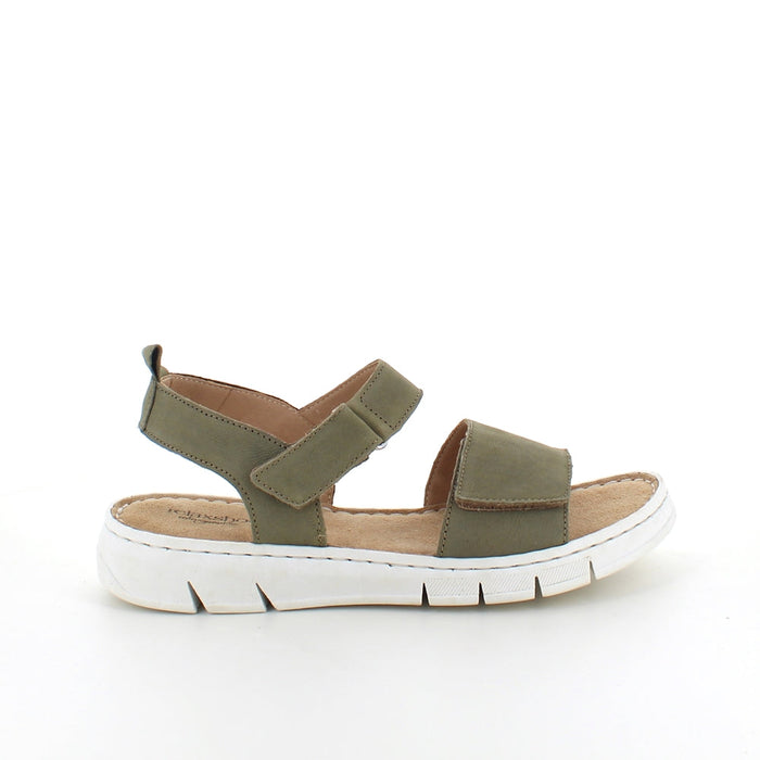 Mjuk och flexibel skinnsandal i matt grön från Relaxshoe