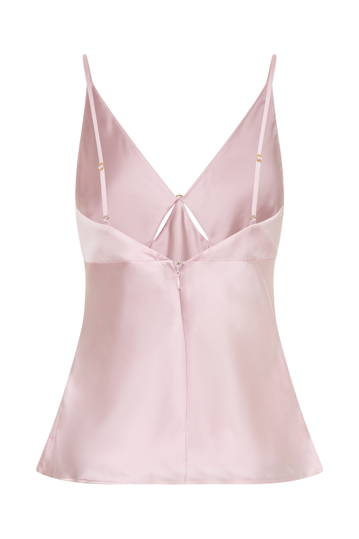 Hattie Satin Sleeveless Top - Pale Pink