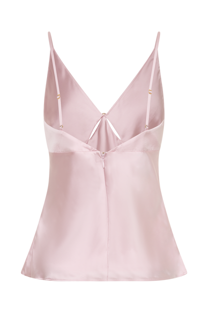 Hattie Satin Sleeveless Top - Pale Pink