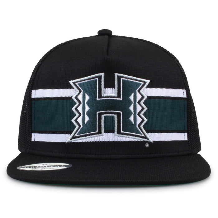 University of Hawaii Class of '92 trucker hat, front view with embroidered logo and stripes