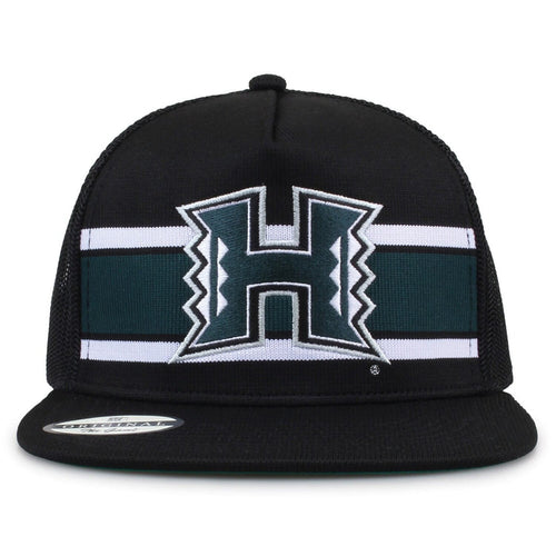 University of Hawaii Class of '92 trucker hat, front view with embroidered logo and stripes