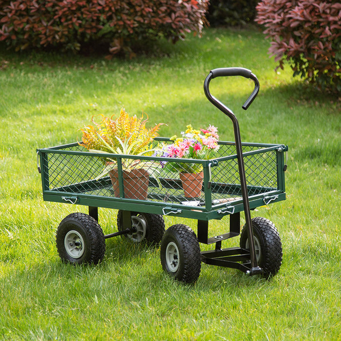 Heavy Duty Green Steel Utility Garden Cart, 550 lbs Weight Capacity