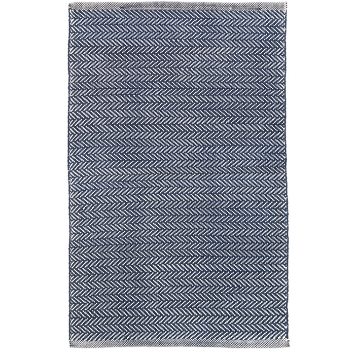 Herringbone Navy & Ivory Rug Indoor/Outdoor Performance