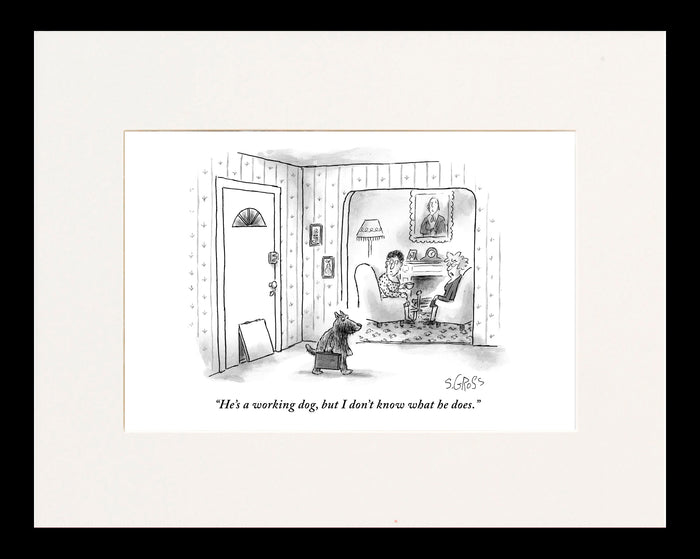 He's a Working Dog Cartoon Print