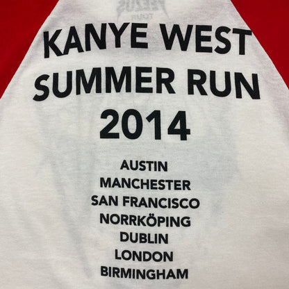 Yeezus Tour 2014 Bonnaroo Baseball Tee In White/Red