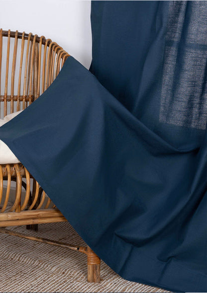 Indigo Blue Solid Slub Cotton Fabric
