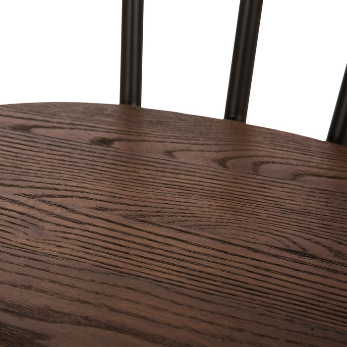 Industrial Steel Hairpin Leg Chair with Elm Wood Seat, Set of 2