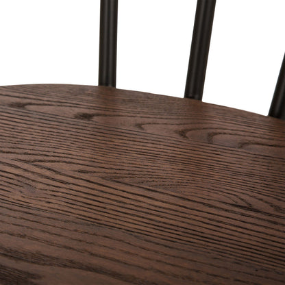 Industrial Steel Hairpin Leg Chair with Elm Wood Seat, Set of 2