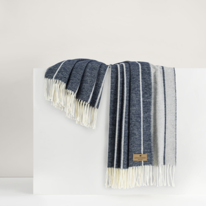 Italian Fiji Stripe Throw Blanket - Navy