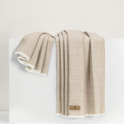 Italian Sutton Plaid Throw Blanket -  Dune