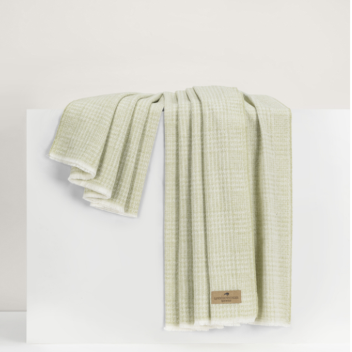 Italian Sutton Plaid Throw Blanket - White Sage